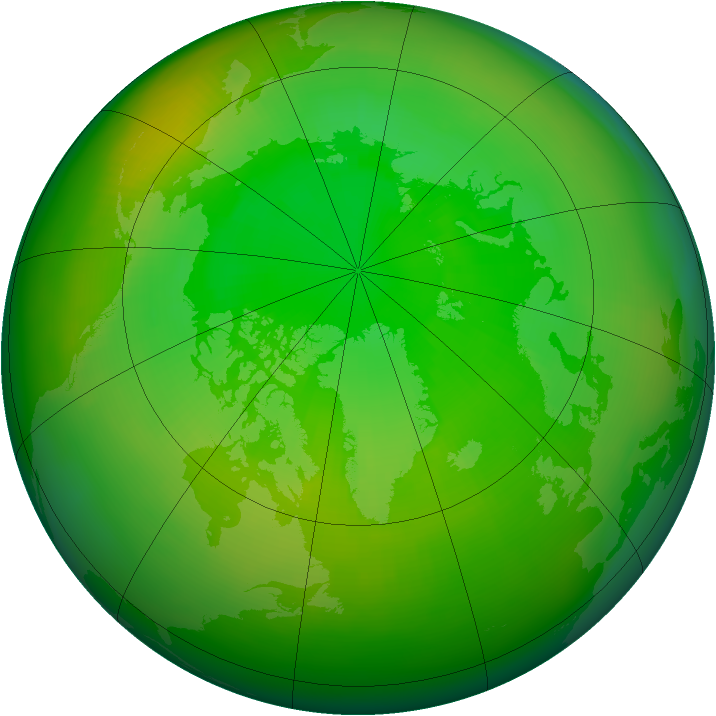 Arctic ozone map for July 1982